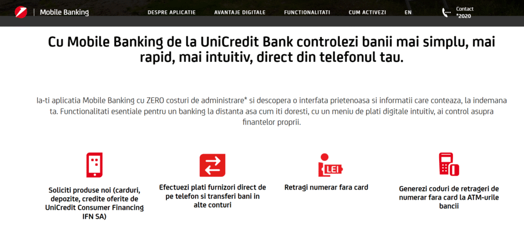 Ce poți face în aplicatia Mobil Banking de la UniCredit 