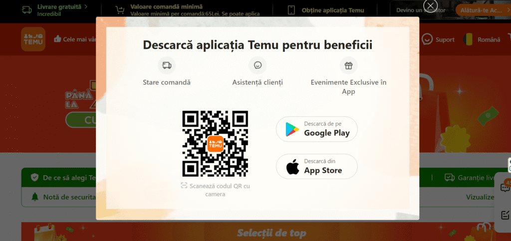 Descarcă aplicația Temu - Contact Temu România