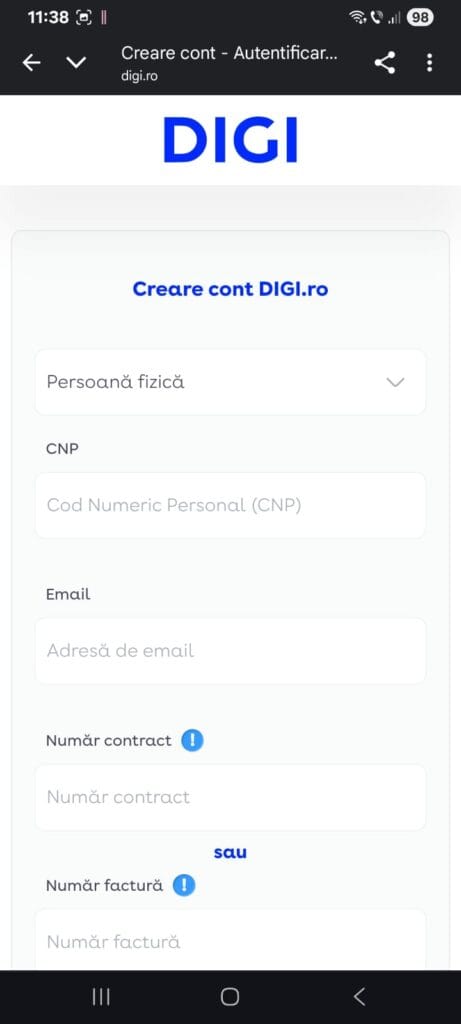 Creare cont Digi