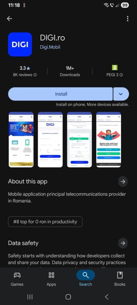 Descarca aplicatia Digi si instaleaza aplicatia Digi
