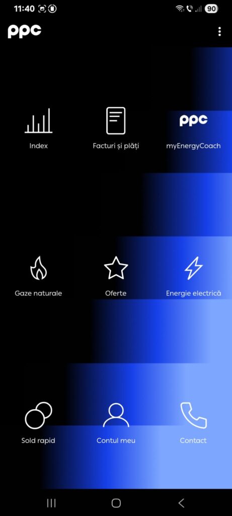 Meniu Aplicația myPPC